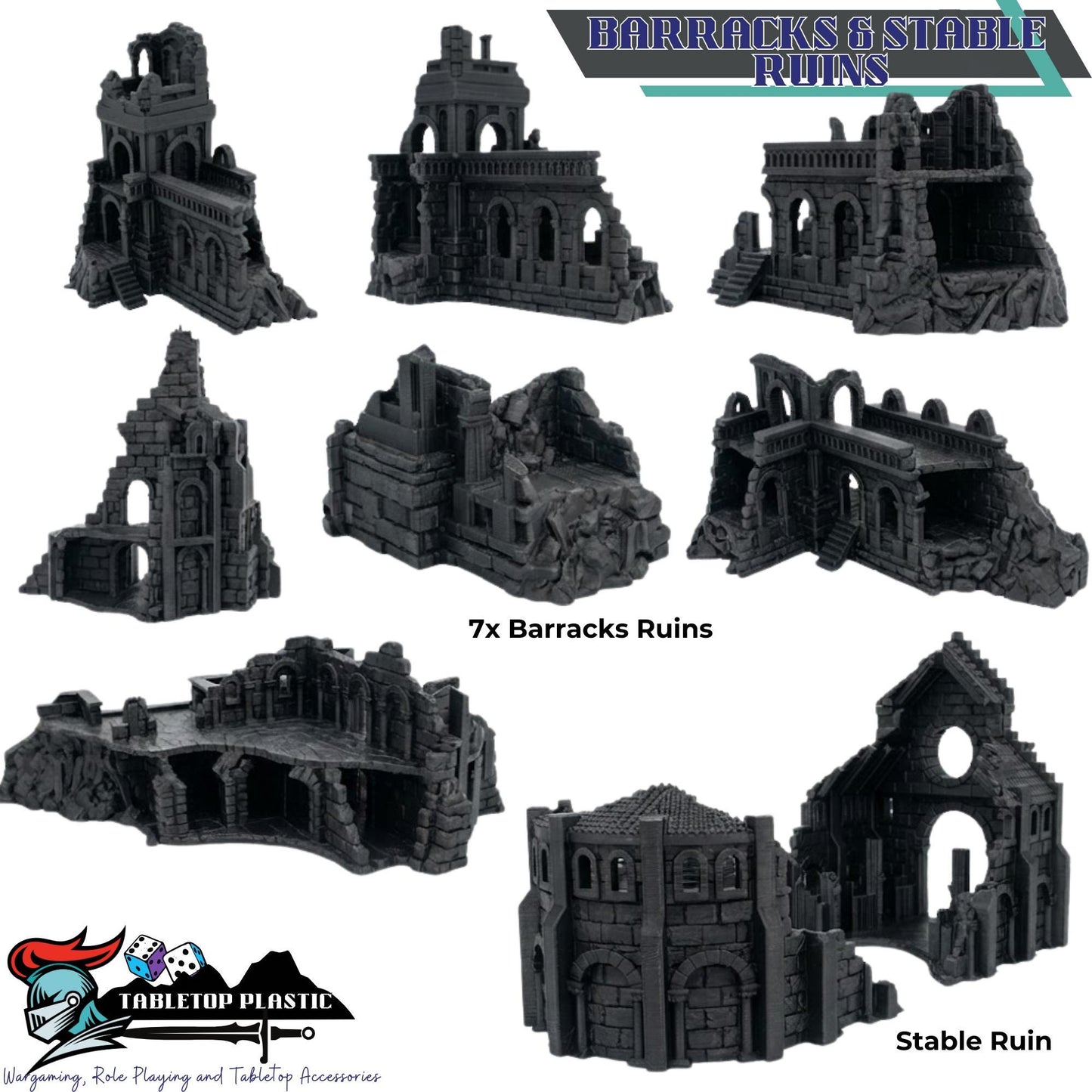Gondor-Inspired White City Terrain, Citadel and Outer Walls, Bridges & Ruins, 28–32mm | Arkenfell (MESBG Style)