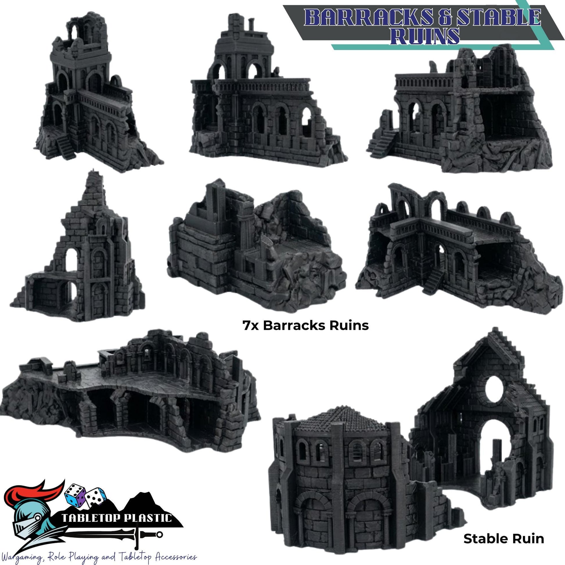 Gondor-Inspired White City Terrain, Citadel and Outer Walls, Bridges & Ruins, 28–32mm | Arkenfell (MESBG Style)