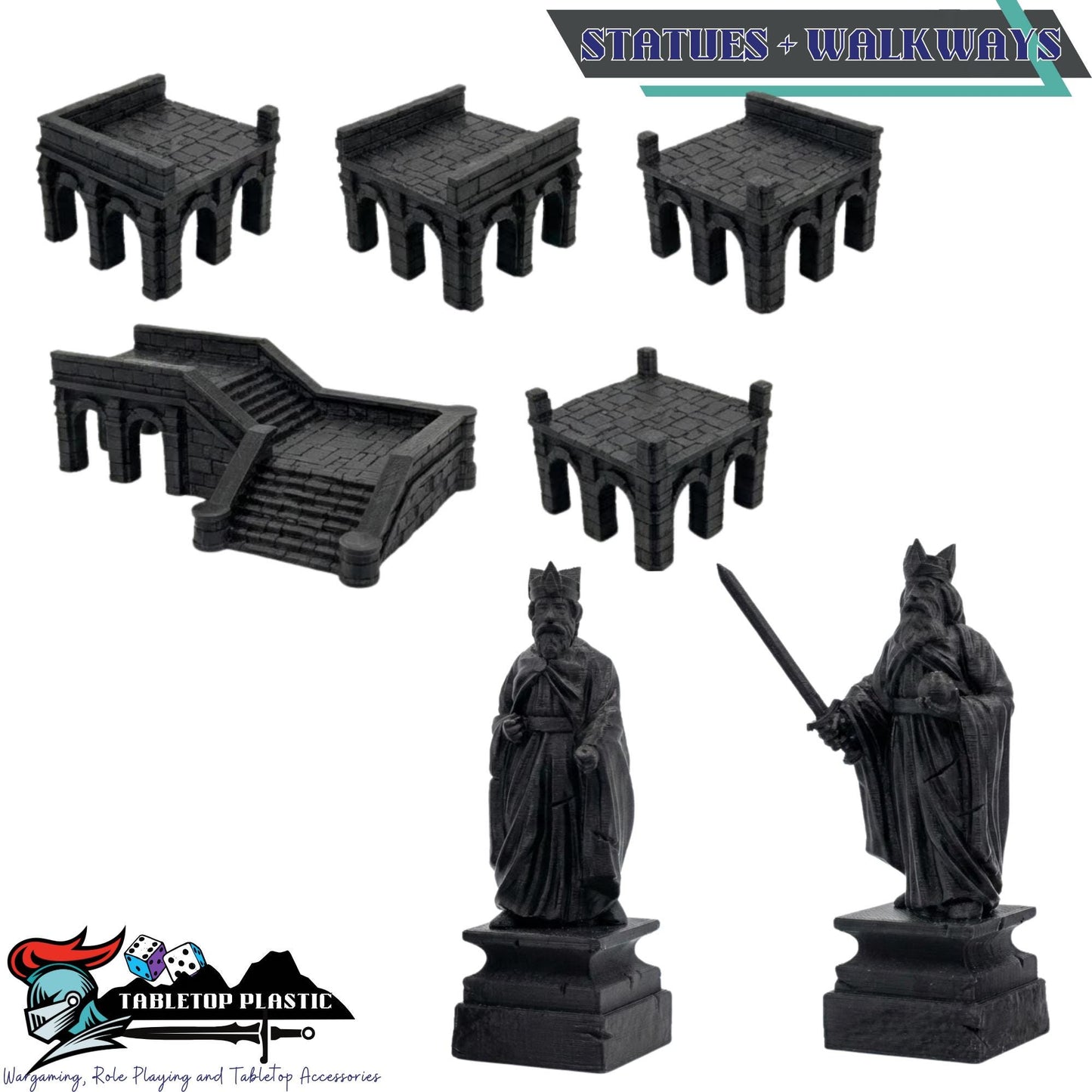 Gondor-Inspired White City Terrain, Citadel and Outer Walls, Bridges & Ruins, 28–32mm | Arkenfell (MESBG Style)