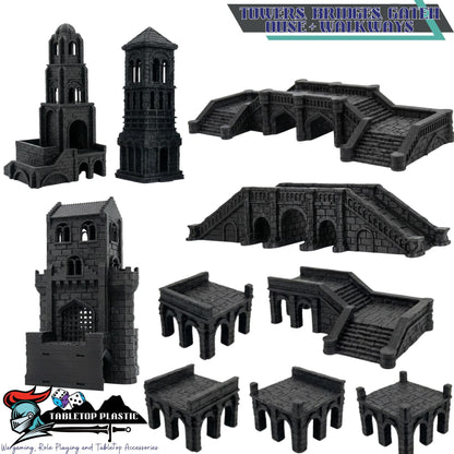 Gondor-Inspired White City Terrain, Citadel and Outer Walls, Bridges & Ruins, 28–32mm | Arkenfell (MESBG Style)