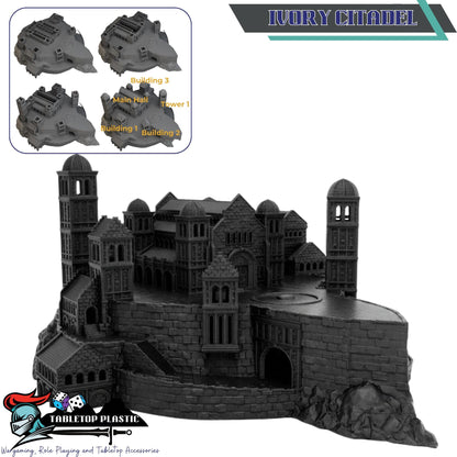 Gondor-Inspired White City Terrain, Citadel and Outer Walls, Bridges & Ruins, 28–32mm | Arkenfell (MESBG Style)