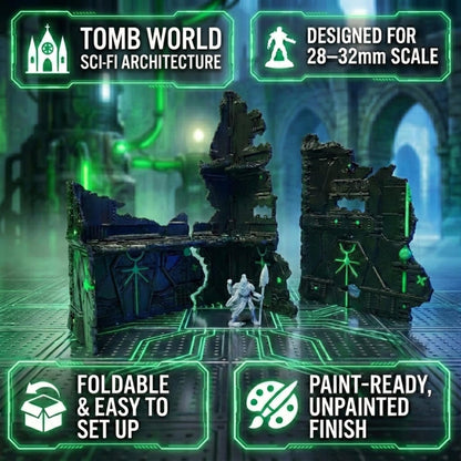 Foldable Tomb World Ruins Terrain Set: GW 2025 Tournament Ready Grimdark Scenery