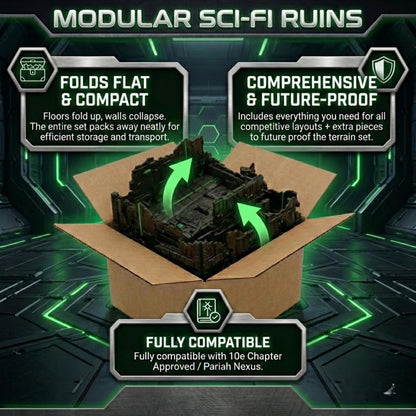 Foldable Tomb World Ruins Terrain Set: GW 2025 Tournament Ready Grimdark Scenery