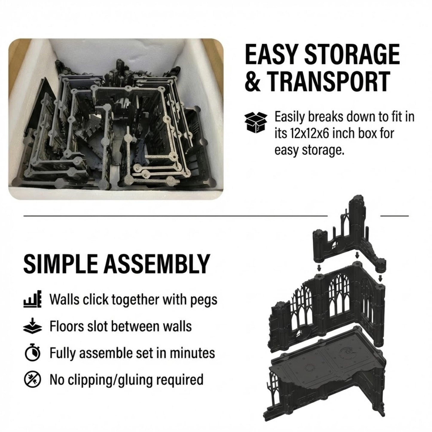 Gothic Ruins Terrain Set - 28mm Scale Tabletop Wargaming