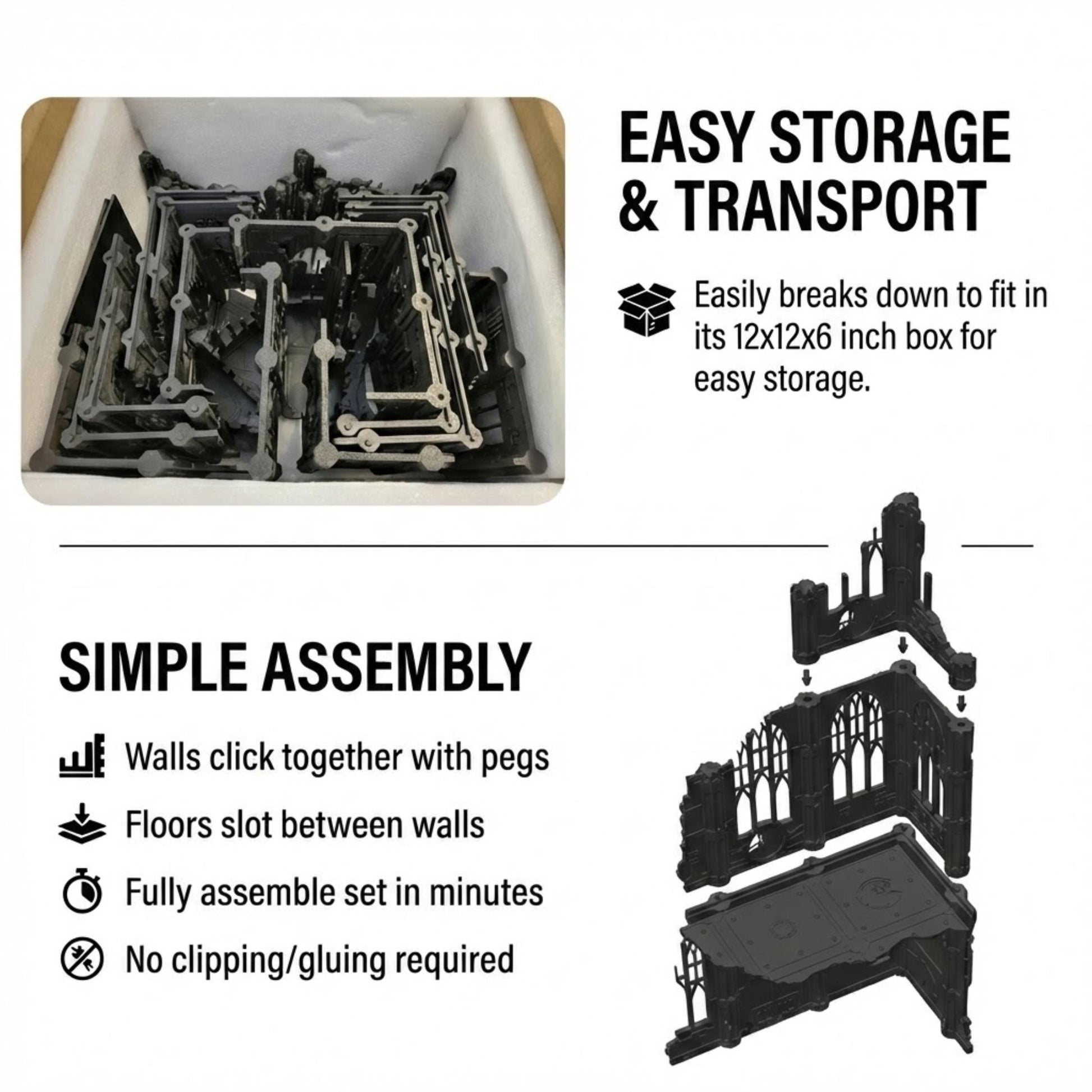 Gothic Ruins Terrain Set - 28mm Scale Tabletop Wargaming