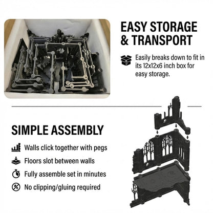 Gothic Ruins Terrain Set - 28mm Scale Tabletop Wargaming