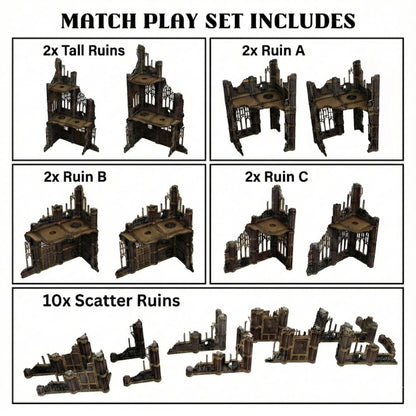 Gothic Ruins Terrain Set - 28mm Scale Tabletop Wargaming