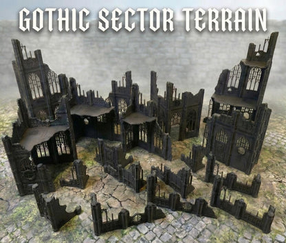 Gothic Ruins Terrain Set - 28mm Scale Tabletop Wargaming