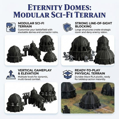Sci-Fi Terrain Domes & Towers, 28-32mm Wargaming Ruins