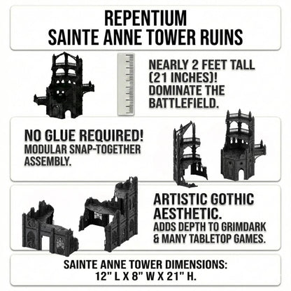 Gothic Sci-Fi Terrain Towers & Ruins, Sector-Style Urban Battlefield Scenery, 28–32mm Tabletop Wargaming