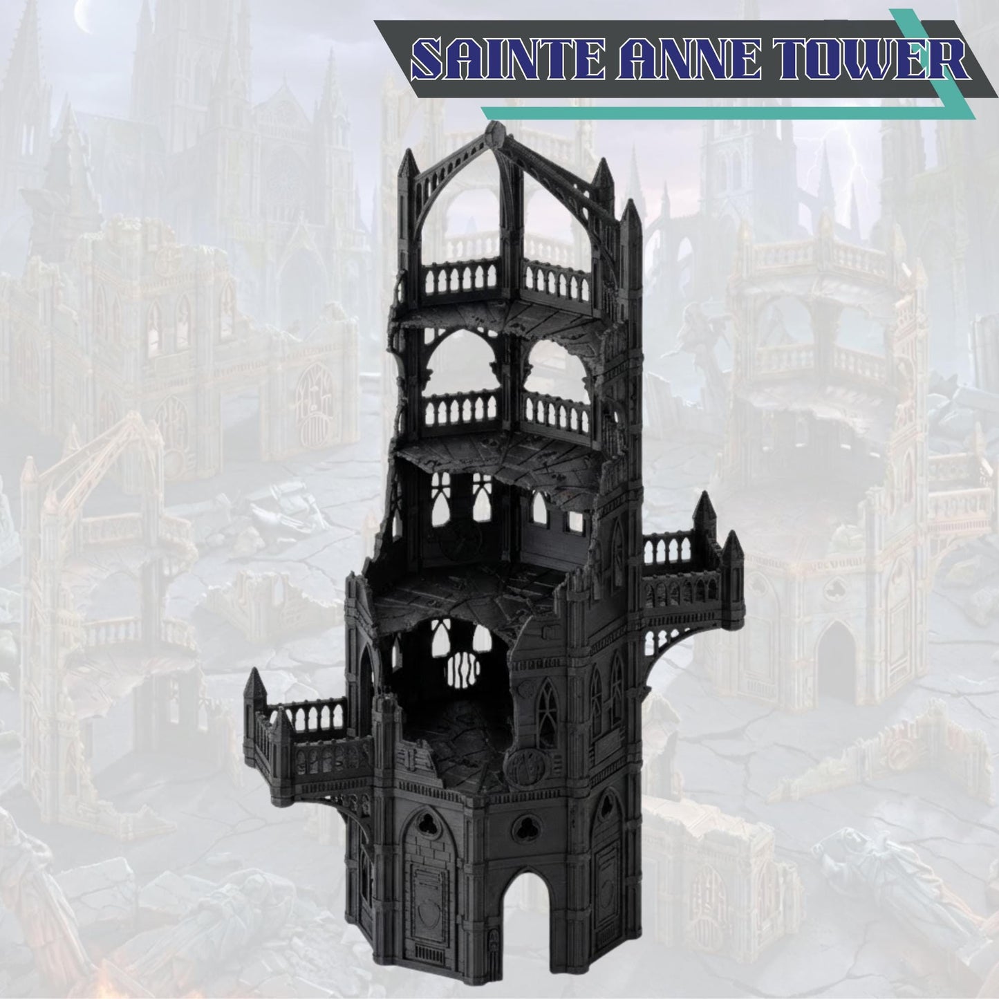 Gothic Sci-Fi Terrain Towers & Ruins, Sector-Style Urban Battlefield Scenery, 28–32mm Tabletop Wargaming