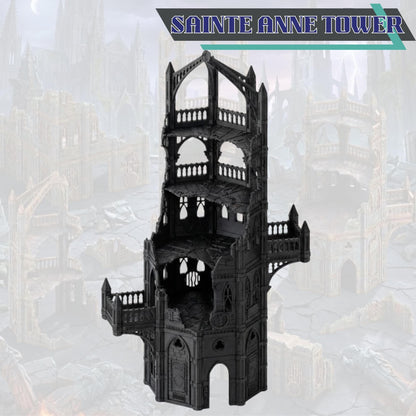 Gothic Sci-Fi Terrain Towers & Ruins, Sector-Style Urban Battlefield Scenery, 28–32mm Tabletop Wargaming