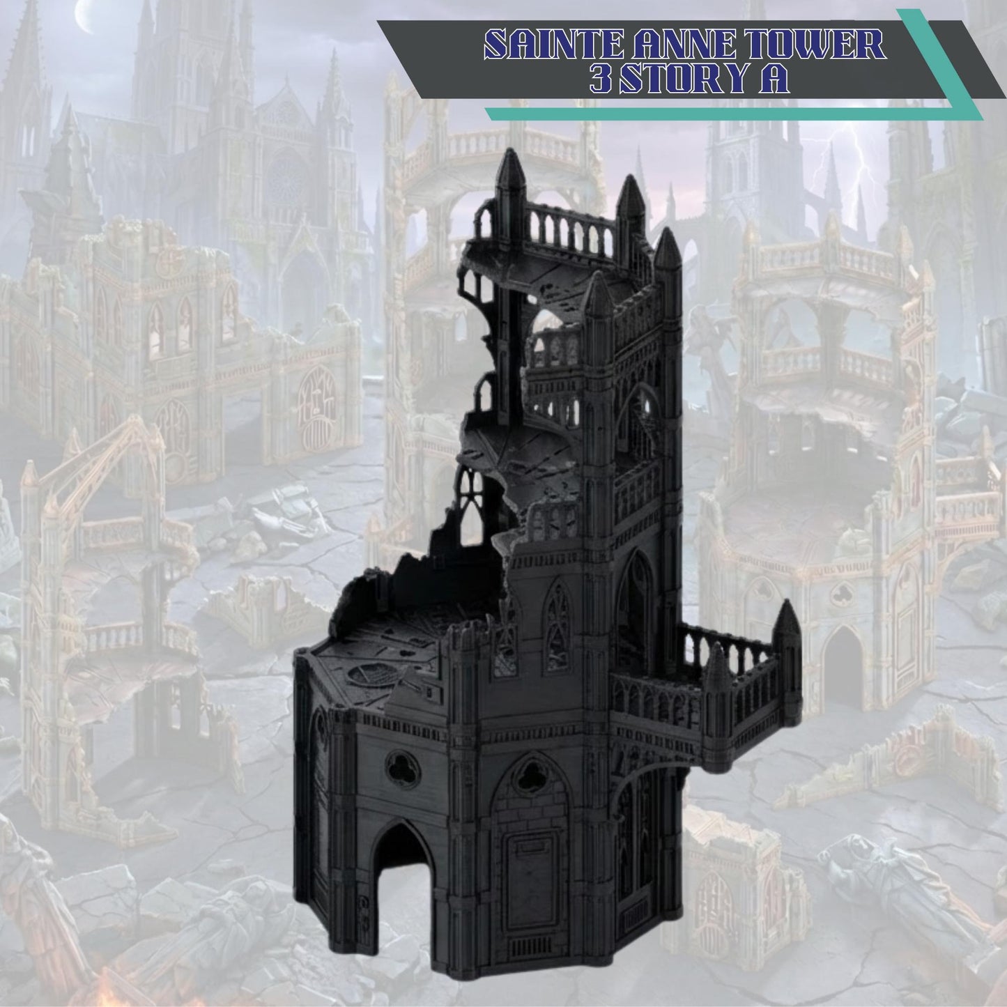 Gothic Sci-Fi Terrain Towers & Ruins, Sector-Style Urban Battlefield Scenery, 28–32mm Tabletop Wargaming