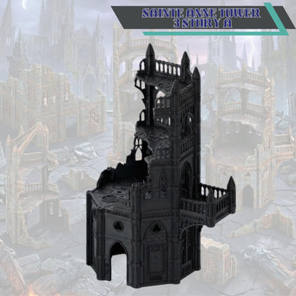Gothic Sci-Fi Terrain Towers & Ruins, Sector-Style Urban Battlefield Scenery, 28–32mm Tabletop Wargaming
