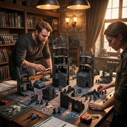 Gothic Sci-Fi Terrain Towers & Ruins, Sector-Style Urban Battlefield Scenery, 28–32mm Tabletop Wargaming