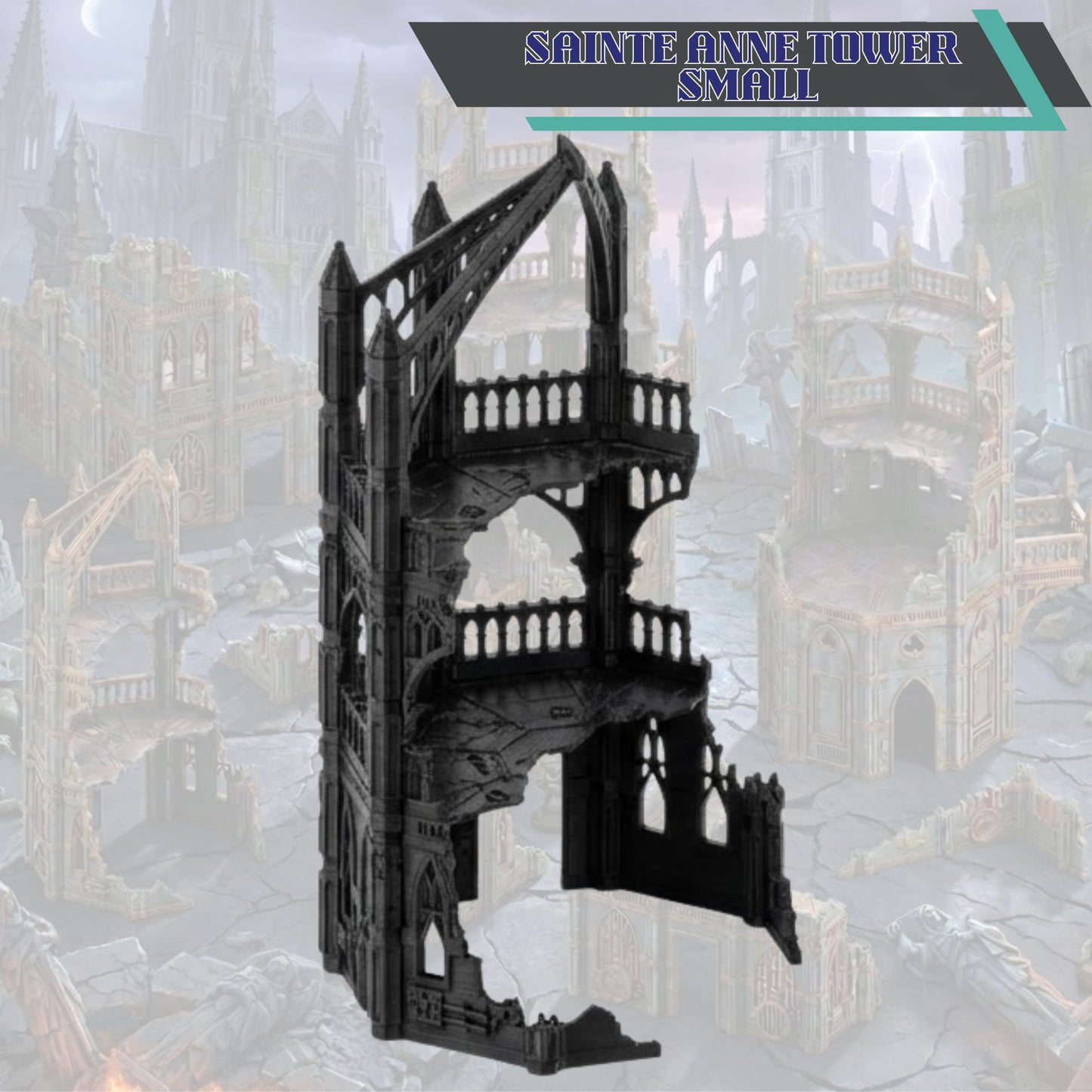 Gothic Sci-Fi Terrain Towers & Ruins, Sector-Style Urban Battlefield Scenery, 28–32mm Tabletop Wargaming