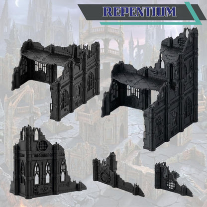 Gothic Sci-Fi Terrain Towers & Ruins, Sector-Style Urban Battlefield Scenery, 28–32mm Tabletop Wargaming