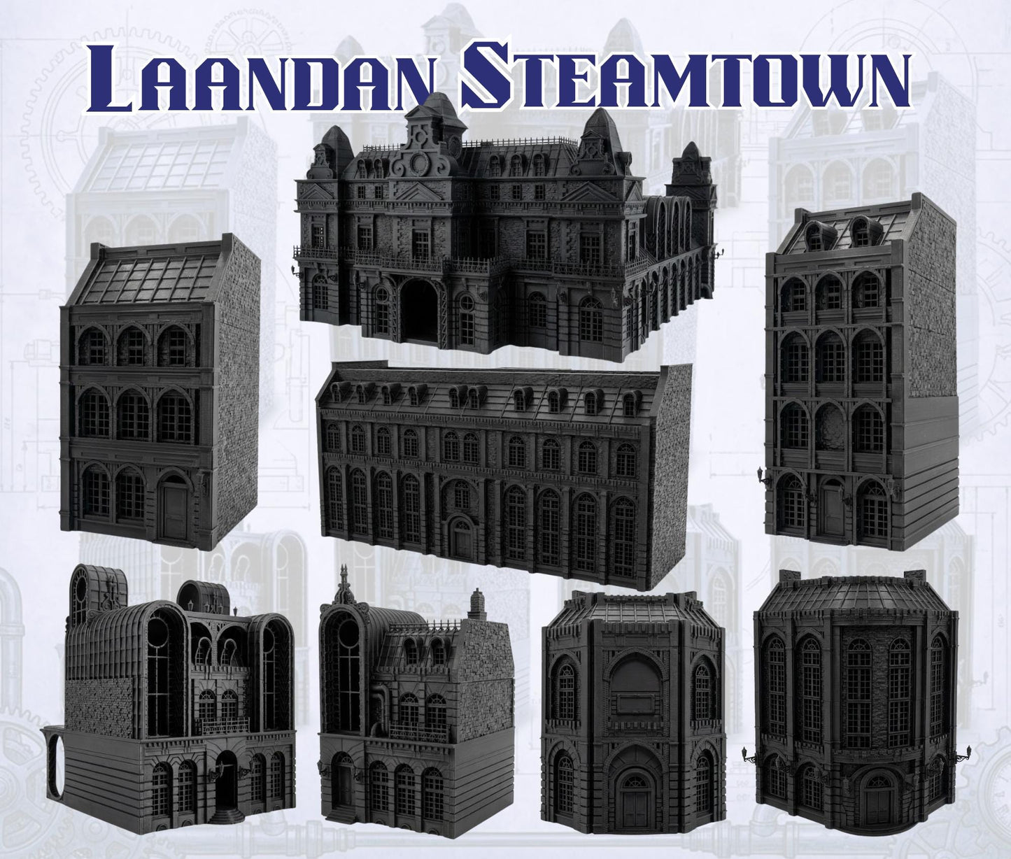 Laandan Steamtown Terrain Set, Victorian Gaslamp City, 28-32mm Scale