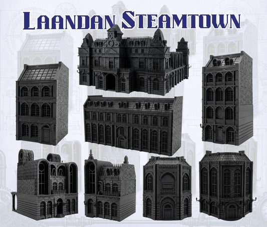 Laandan Steamtown Terrain Set, Victorian Gaslamp City, 28-32mm Scale