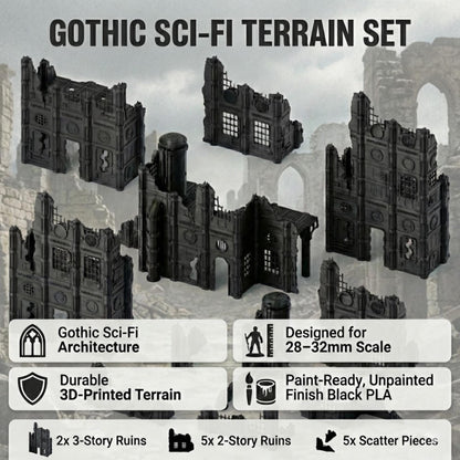 Grimdark Industrial Ruins Set: Foge of Pavonis 4 Sci-Fi Wargaming Terrain 28mm