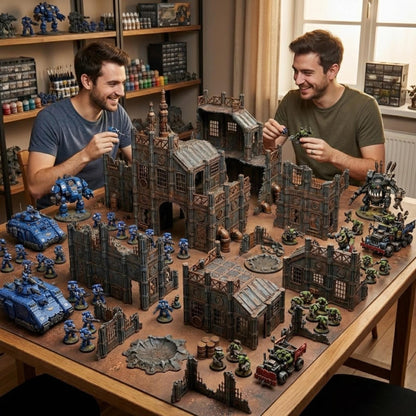 Grimdark Industrial Ruins Set: Forge of Pavonis 3 Sci-Fi Wargaming Terrain 28mm