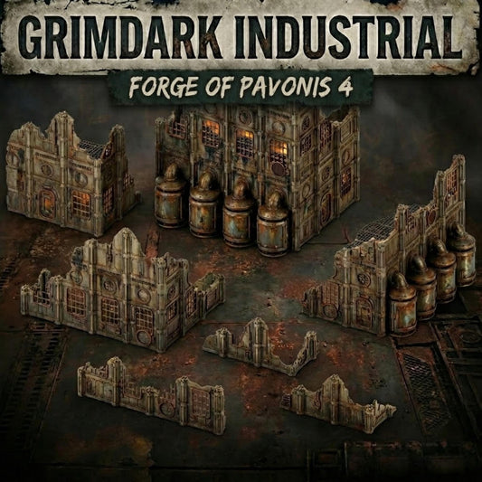 Grimdark Industrial Ruins Set: Foge of Pavonis 4 Sci-Fi Wargaming Terrain 28mm