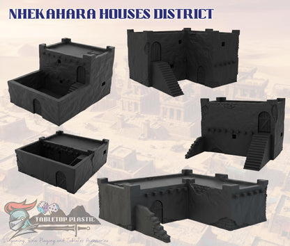Nhekahara Tomb-Kingdom Temple-City, Main Temple Complex + Desert Shrines + Mudbrick Houses, 28mm Necropolis Scenery Set