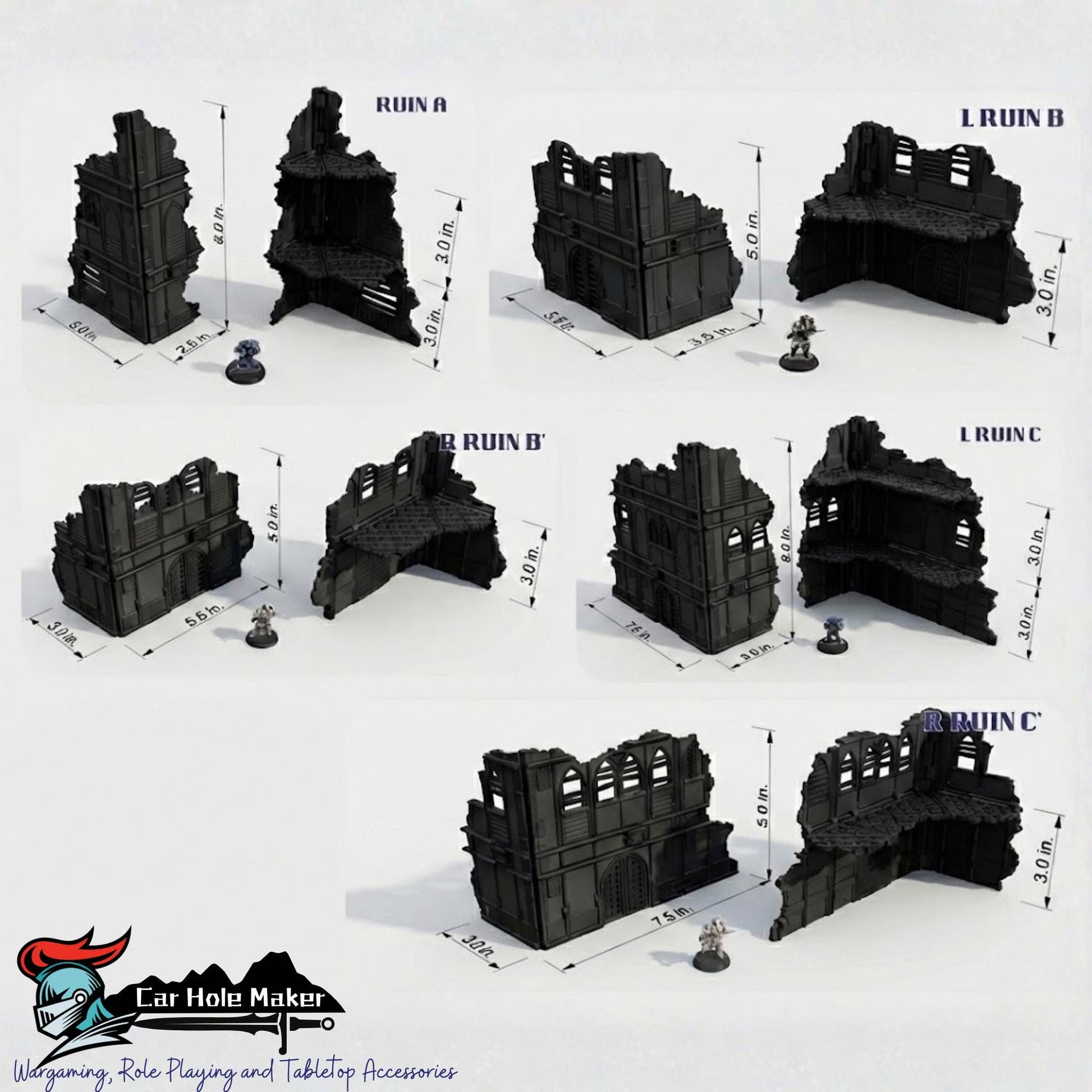 Foldable Tomb World Ruins Terrain Set: GW 2025 Tournament Ready Grimdark Scenery