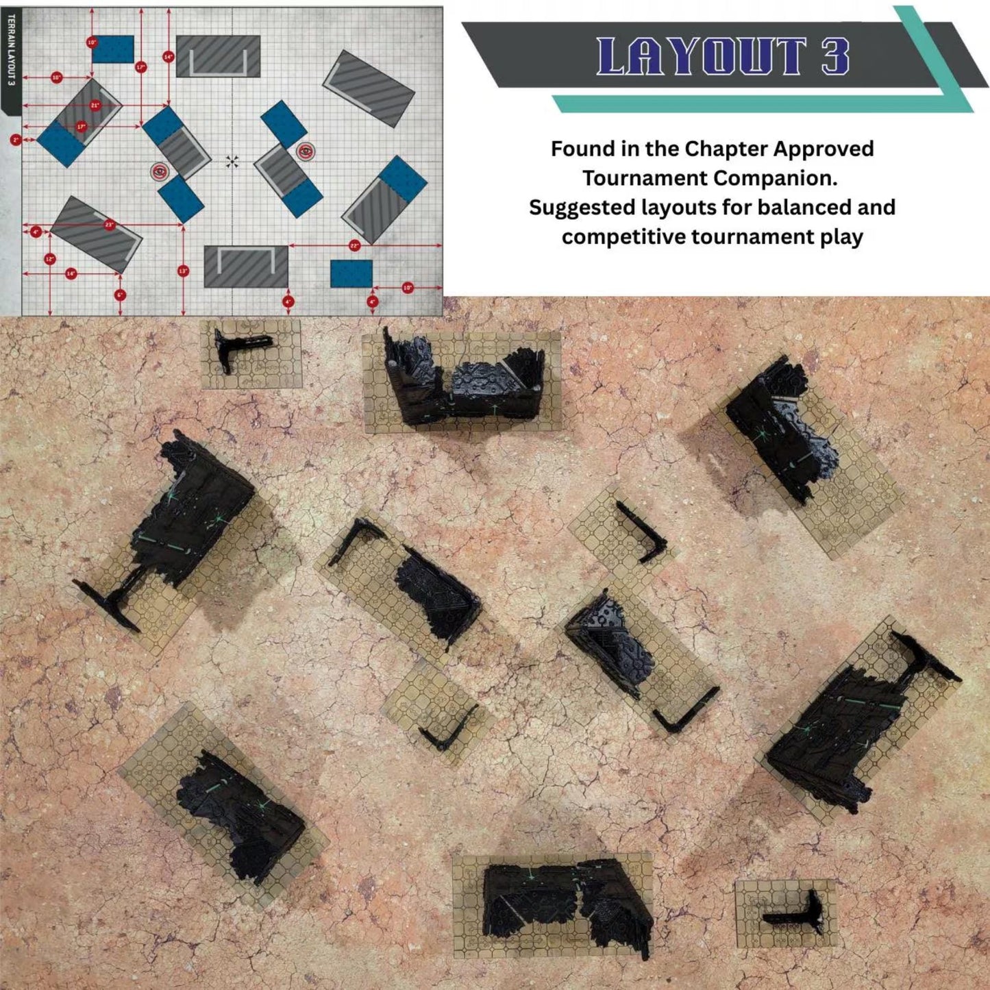 Foldable Tomb World Ruins Terrain Set: GW 2025 Tournament Ready Grimdark Scenery