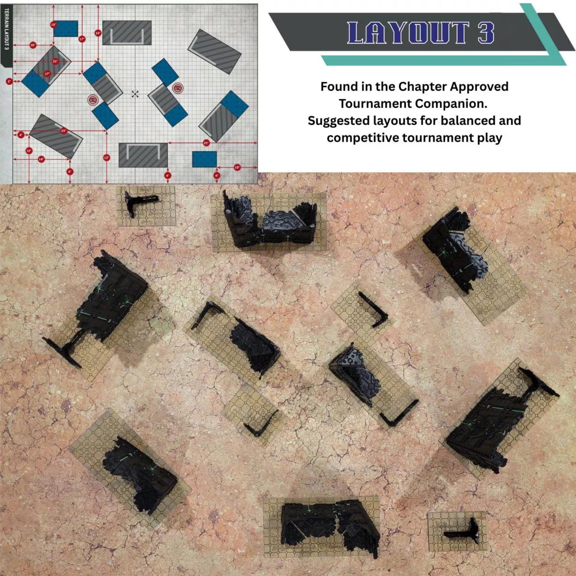 Foldable Tomb World Ruins Terrain Set: GW 2025 Tournament Ready Grimdark Scenery