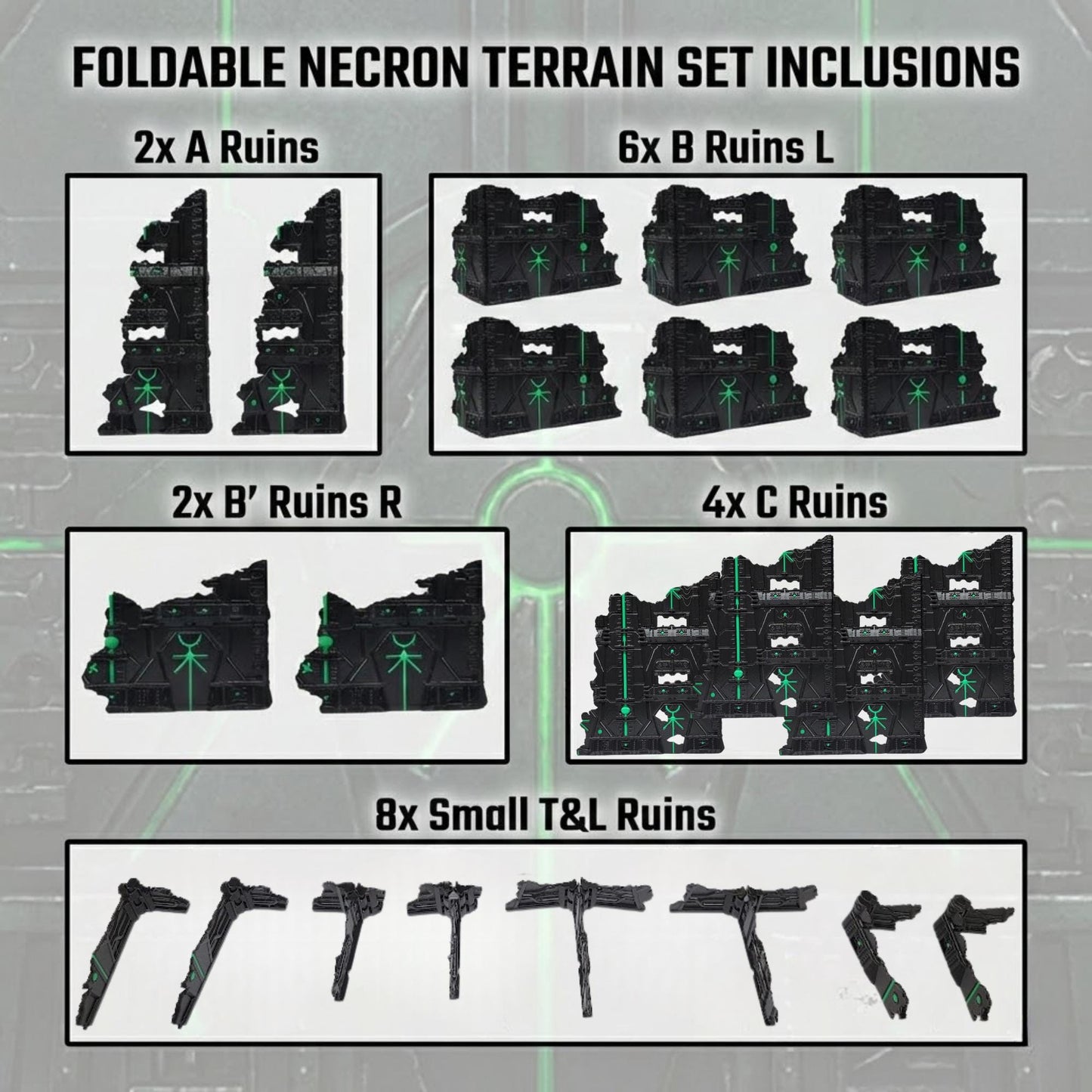Foldable Tomb World Ruins Terrain Set: GW 2025 Tournament Ready Grimdark Scenery