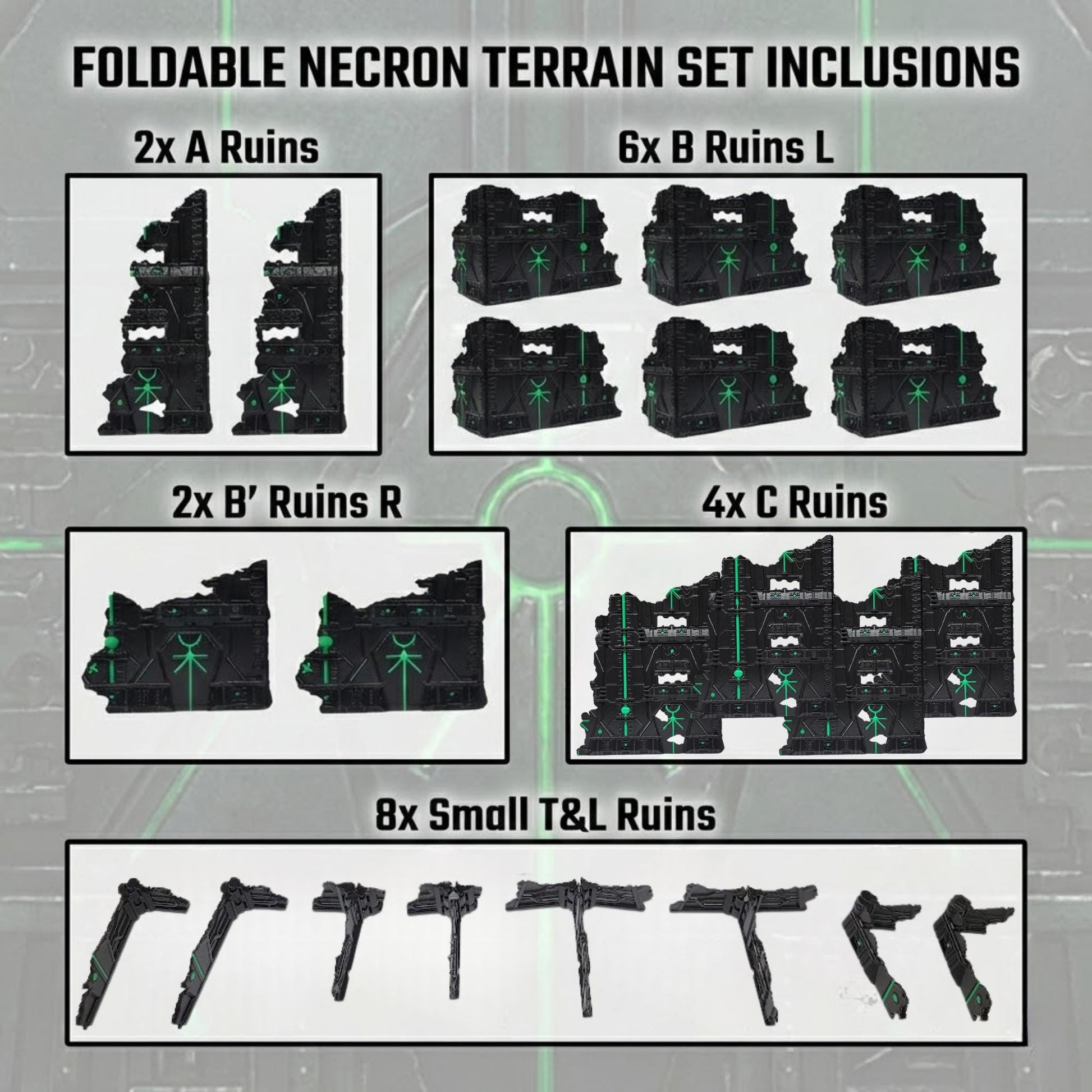 Foldable Tomb World Ruins Terrain Set: GW 2025 Tournament Ready Grimdark Scenery
