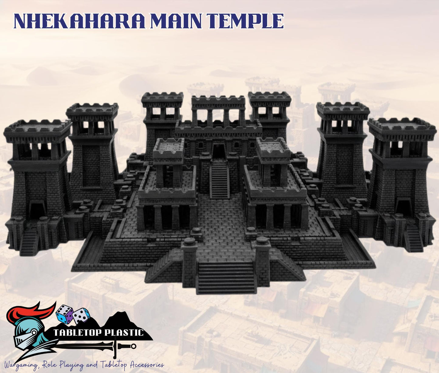 Nhekahara Tomb-Kingdom Temple-City, Main Temple Complex + Desert Shrines + Mudbrick Houses, 28mm Necropolis Scenery Set