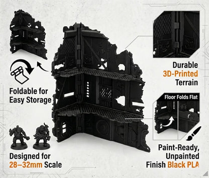 Ork-Inspired Foldable Wargame Terrain Set | Modular Sci-Fi Ruins | 28–32mm Tabletop Scenery