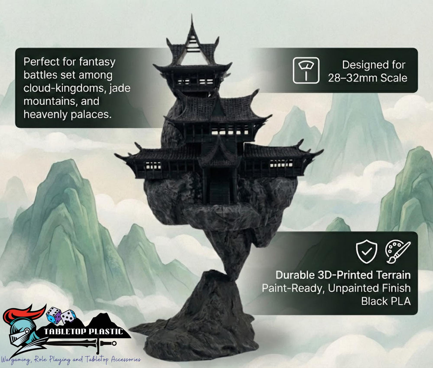 Huaxia Floating Way Station – Eastern Fantasy Tabletop Terrain (28–32mm)