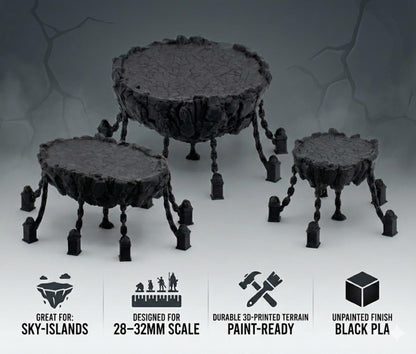 Floating Rocks Terrain Set, Levitating Island Platforms, Fantasy RPG Scenery
