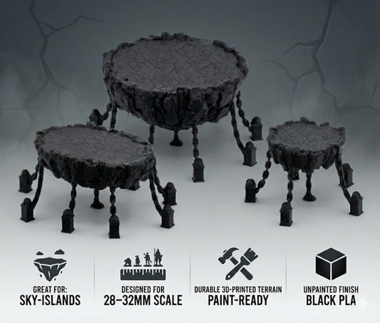 Floating Rocks Terrain Set, Levitating Island Platforms, Fantasy RPG Scenery