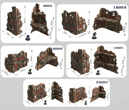 Ork-Inspired Foldable Wargame Terrain Set | Modular Sci-Fi Ruins | 28–32mm Tabletop Scenery