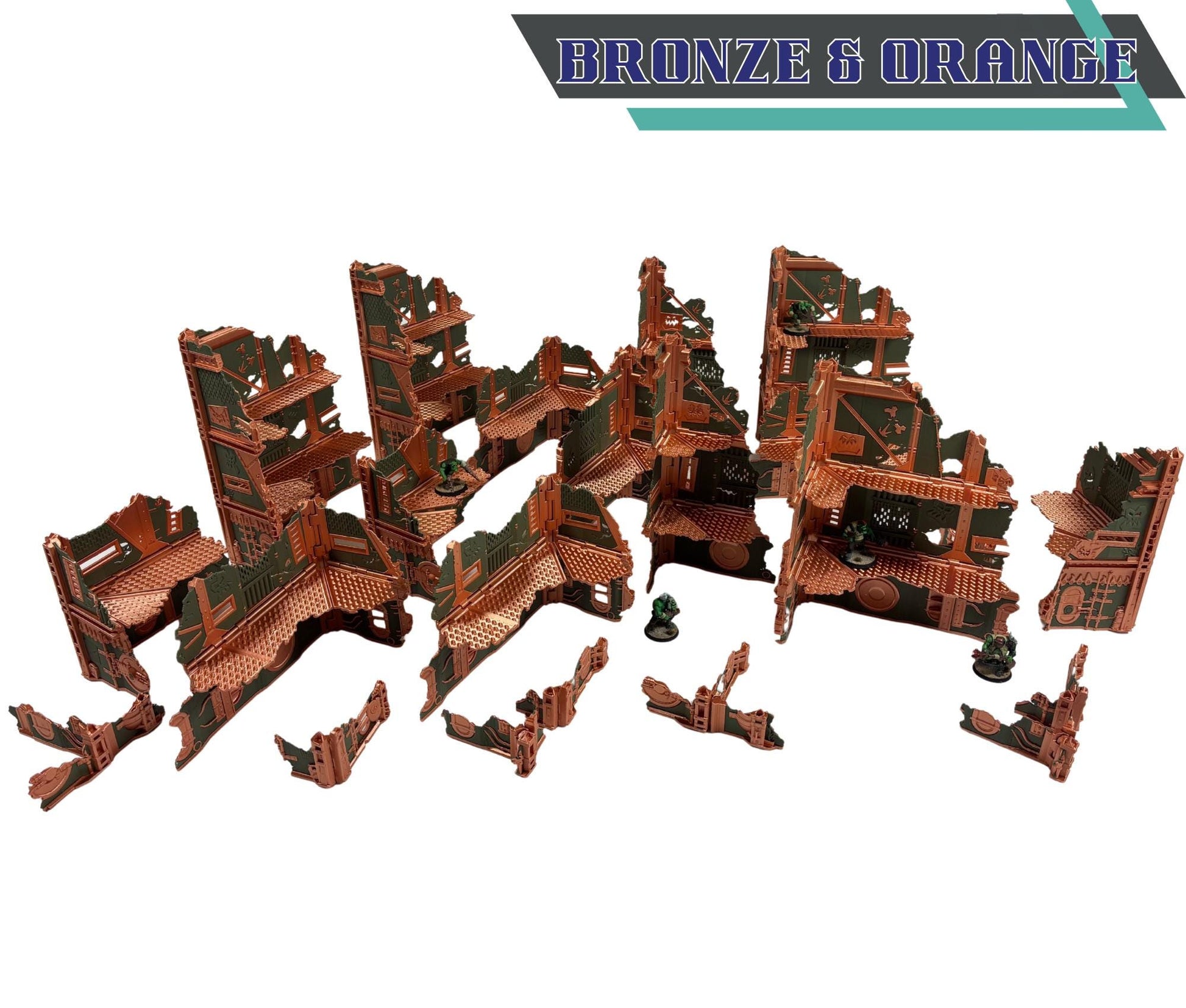 Ork-Inspired Foldable Wargame Terrain Set | Modular Sci-Fi Ruins | 28–32mm Tabletop Scenery