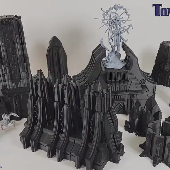 3D Printed Sci-Fi Necropolis Terrain Set – Ancient Pyramid Monoliths for 28mm–32mm Tabletop Wargames