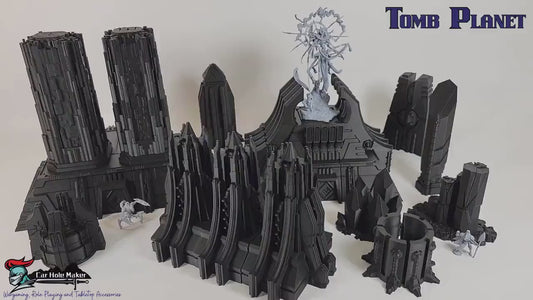 3D Printed Sci-Fi Necropolis Terrain Set – Ancient Pyramid Monoliths for 28mm–32mm Tabletop Wargames
