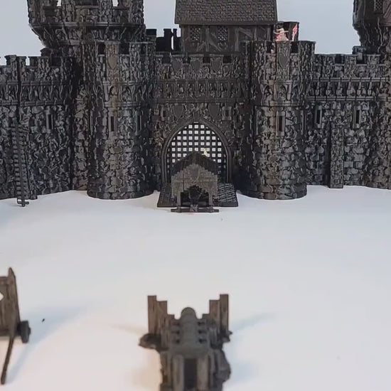 Castle Argent - Medieval fortress terrain bundle, modular walls, ramparts & keep, siege gear (28–32mm)