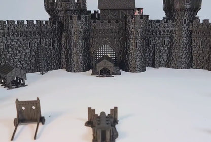 Castle Argent - Medieval fortress terrain bundle, modular walls, ramparts & keep, siege gear (28–32mm)