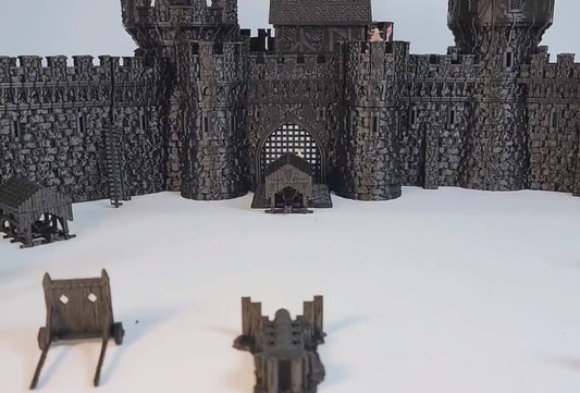 Castle Argent - Medieval fortress terrain bundle, modular walls, ramparts & keep, siege gear (28–32mm)
