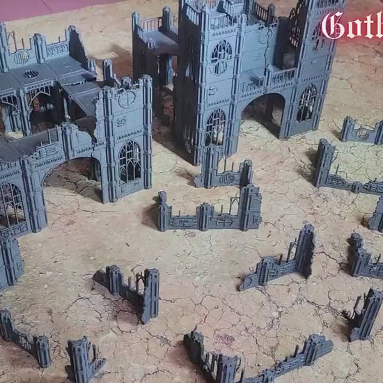Gothic Cathedral Terrain Set: 28mm Modular Buildings & Scatter