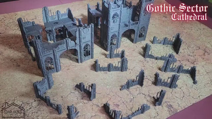 Gothic Cathedral Terrain Set: 28mm Modular Buildings & Scatter