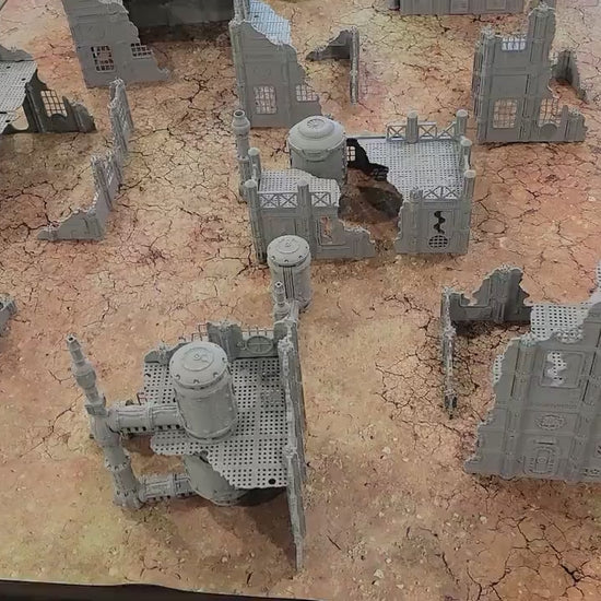 Grimdark Industrial Ruins Set: Forge of Pavonis 3 Sci-Fi Wargaming Terrain 28mm