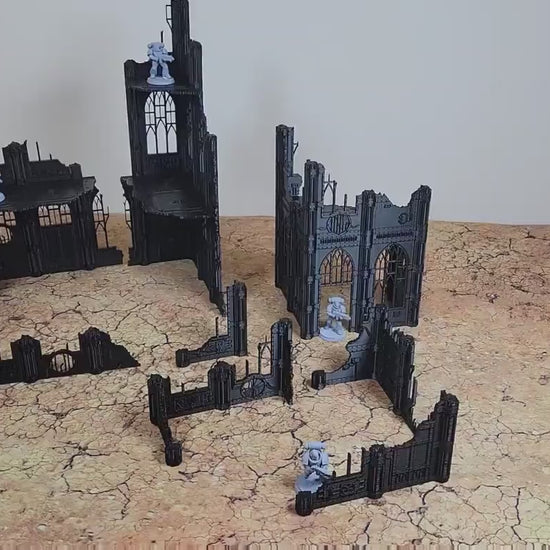 Gothic Wargaming Terrain Ruins: 28mm Sci-Fi Tabletop Scenery Set