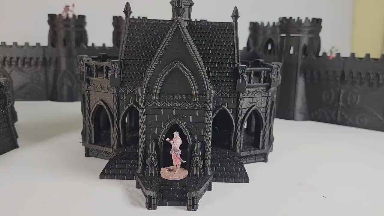 Fantasy Terrain Silver Haven – Modular Castle Walls, Gothic Bridge, House & Pavillion for Tabletop RPG and Wargaming Dioramas