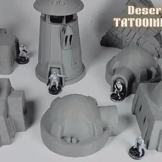 Desert Sci-Fi Outpost Terrain, Tatooine-Inspired 28mm Tabletop Scenery for RPG & Wargames